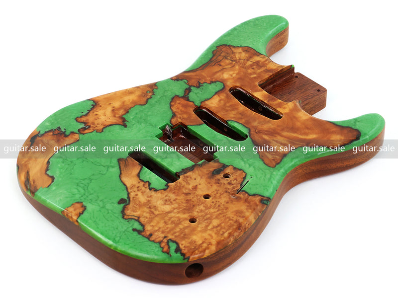 One-of-a-Kind Burl Wood Veneer Epoxy Resin ST Style Electric Guitar Body (SBE-023)