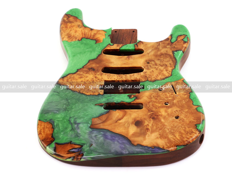One-of-a-Kind Burl Wood Veneer Epoxy Resin ST Style Electric Guitar Body (SBE-024)