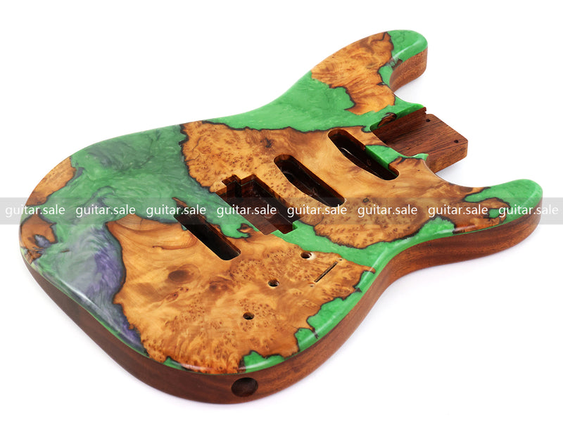 One-of-a-Kind Burl Wood Veneer Epoxy Resin ST Style Electric Guitar Body (SBE-024)