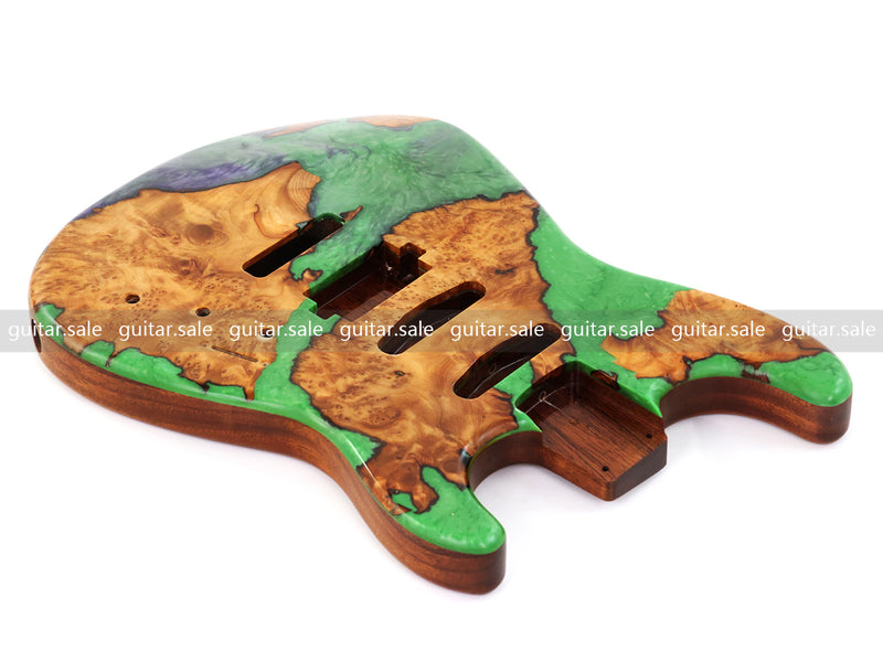 One-of-a-Kind Burl Wood Veneer Epoxy Resin ST Style Electric Guitar Body (SBE-024)
