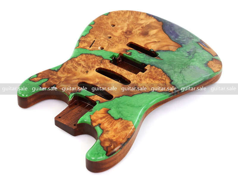 One-of-a-Kind Burl Wood Veneer Epoxy Resin ST Style Electric Guitar Body (SBE-024)