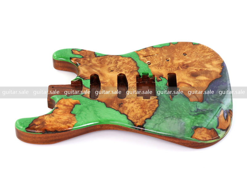 One-of-a-Kind Burl Wood Veneer Epoxy Resin ST Style Electric Guitar Body (SBE-024)