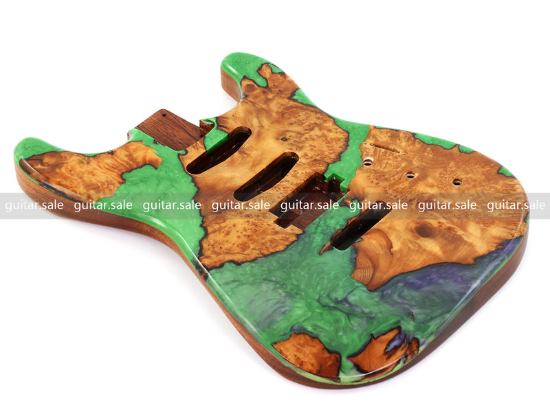 One-of-a-Kind Burl Wood Veneer Epoxy Resin ST Style Electric Guitar Body (SBE-024)