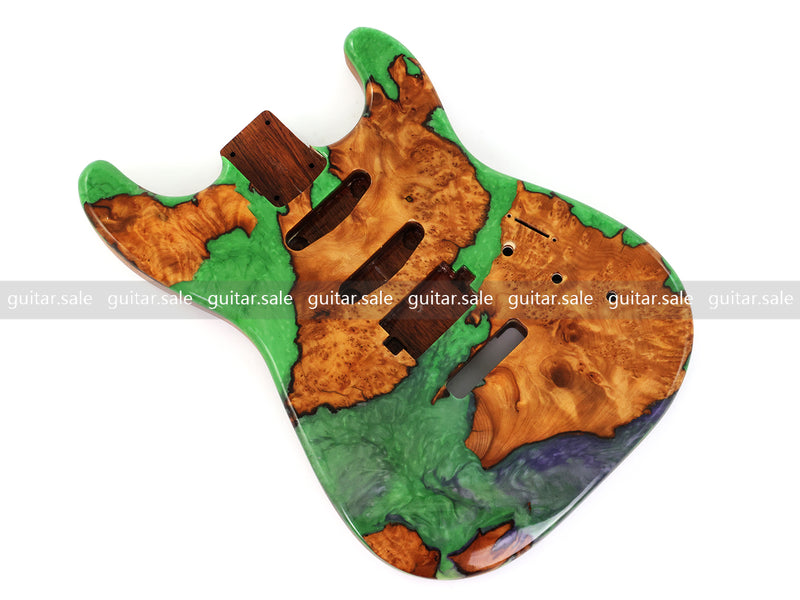 One-of-a-Kind Burl Wood Veneer Epoxy Resin ST Style Electric Guitar Body (SBE-024)