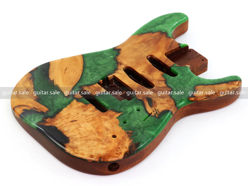 One-of-a-Kind Burl Wood Veneer Epoxy Resin ST Style Electric Guitar Body (SBE-025)