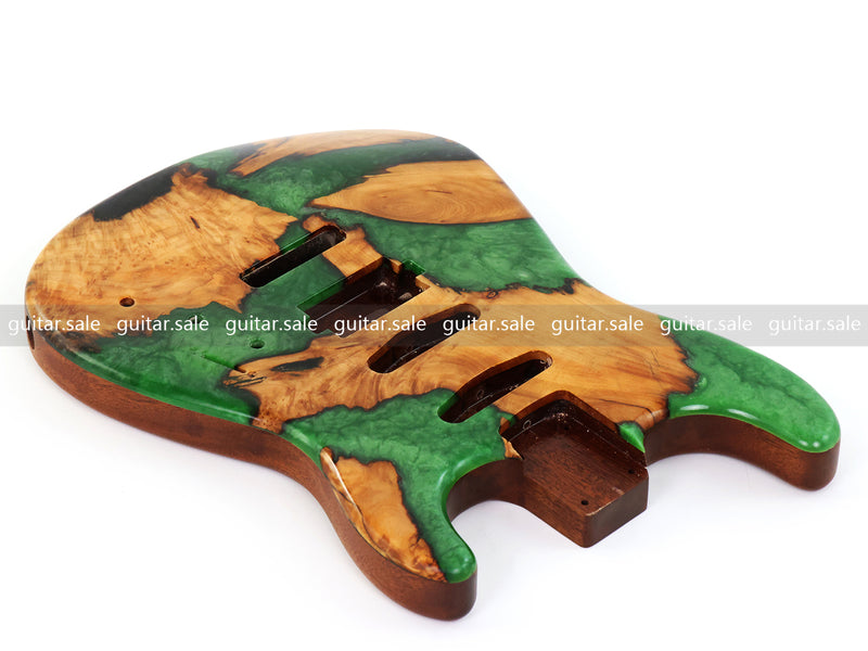 One-of-a-Kind Burl Wood Veneer Epoxy Resin ST Style Electric Guitar Body (SBE-025)