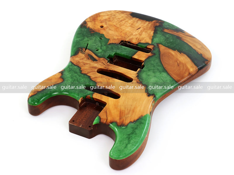 One-of-a-Kind Burl Wood Veneer Epoxy Resin ST Style Electric Guitar Body (SBE-025)