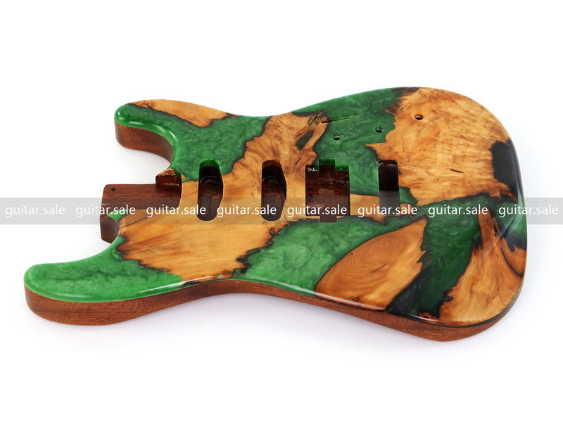 One-of-a-Kind Burl Wood Veneer Epoxy Resin ST Style Electric Guitar Body (SBE-025)