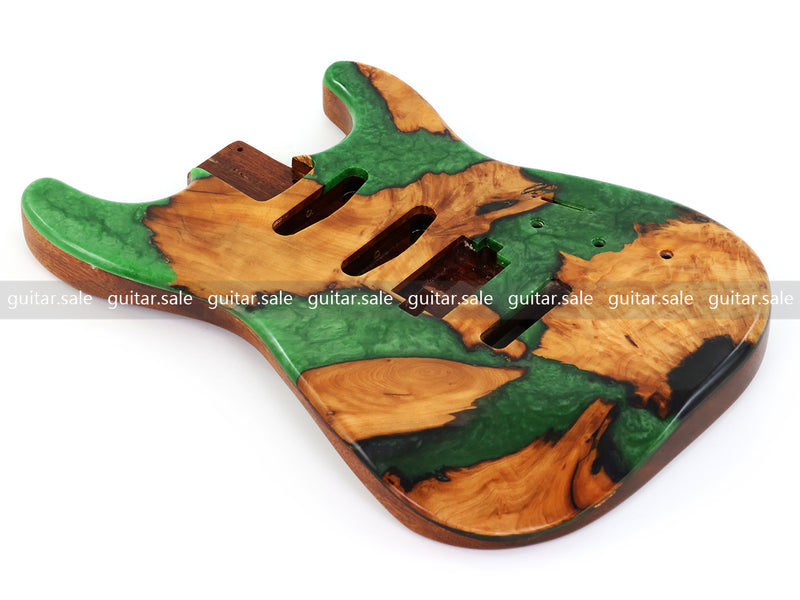 One-of-a-Kind Burl Wood Veneer Epoxy Resin ST Style Electric Guitar Body (SBE-025)