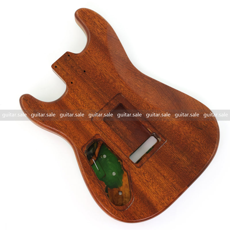 One-of-a-Kind Burl Wood Veneer Epoxy Resin ST Style Electric Guitar Body (SBE-025)