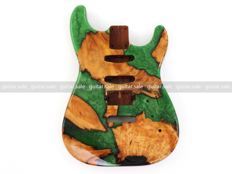 One-of-a-Kind Burl Wood Veneer Epoxy Resin ST Style Electric Guitar Body (SBE-025)