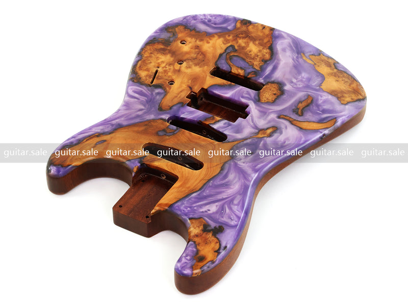 One-of-a-Kind Burl Wood Veneer Epoxy Resin ST Style Electric Guitar Body (SBE-026)