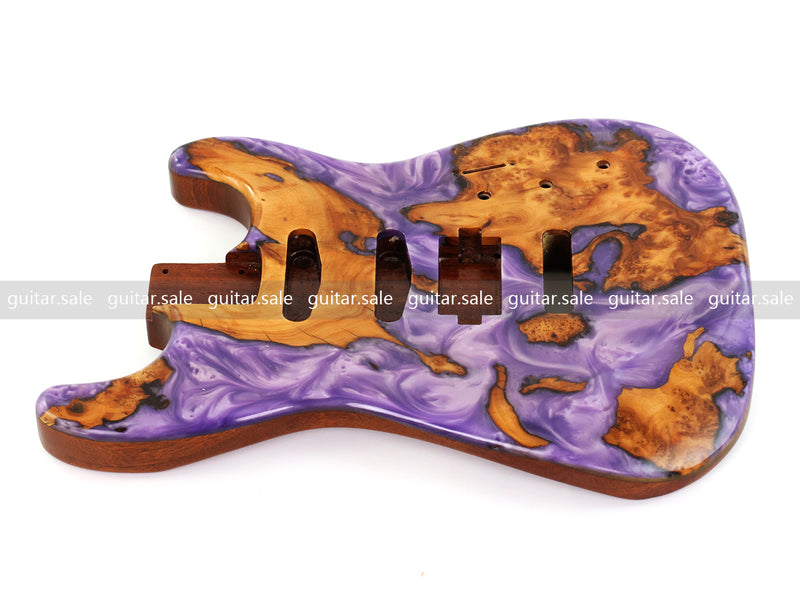 One-of-a-Kind Burl Wood Veneer Epoxy Resin ST Style Electric Guitar Body (SBE-026)
