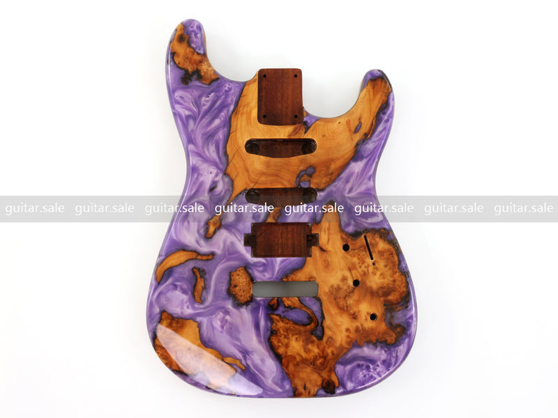 One-of-a-Kind Burl Wood Veneer Epoxy Resin ST Style Electric Guitar Body (SBE-026)