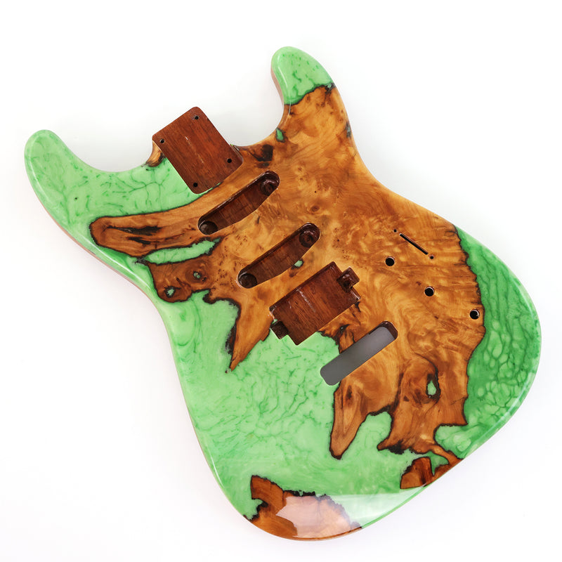 One-of-a-Kind Burl Wood Veneer Epoxy Resin ST Style Electric Guitar Body (SBE-027)