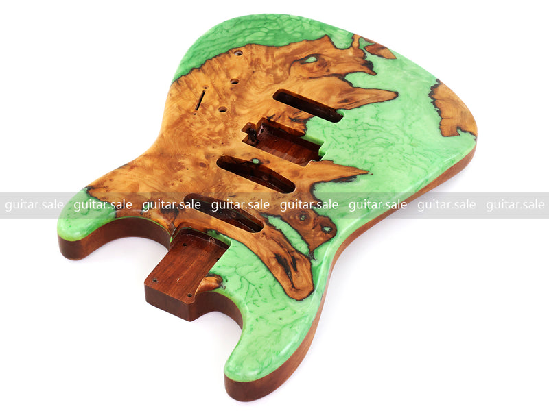 One-of-a-Kind Burl Wood Veneer Epoxy Resin ST Style Electric Guitar Body (SBE-027)