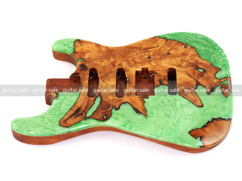 One-of-a-Kind Burl Wood Veneer Epoxy Resin ST Style Electric Guitar Body (SBE-027)