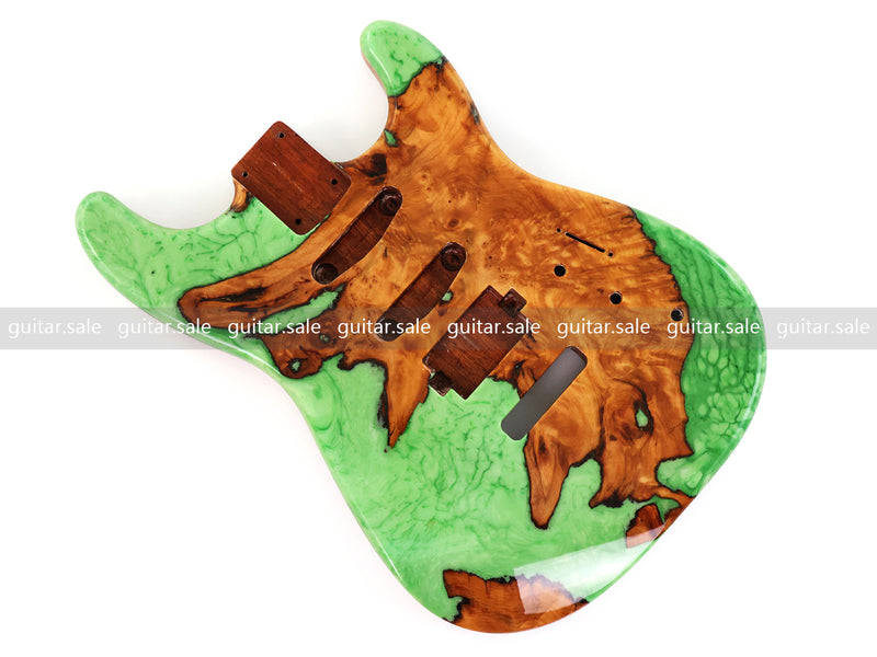 One-of-a-Kind Burl Wood Veneer Epoxy Resin ST Style Electric Guitar Body (SBE-027)
