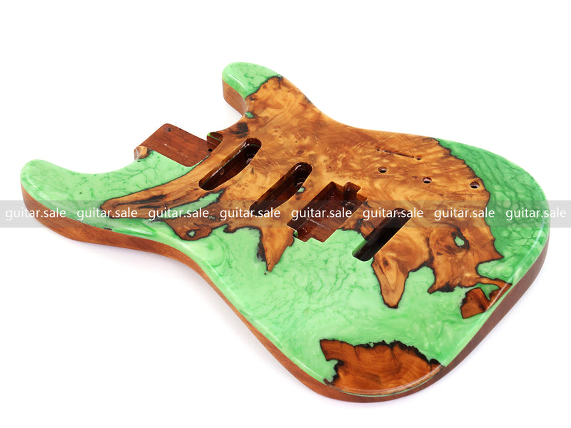 One-of-a-Kind Burl Wood Veneer Epoxy Resin ST Style Electric Guitar Body (SBE-027)