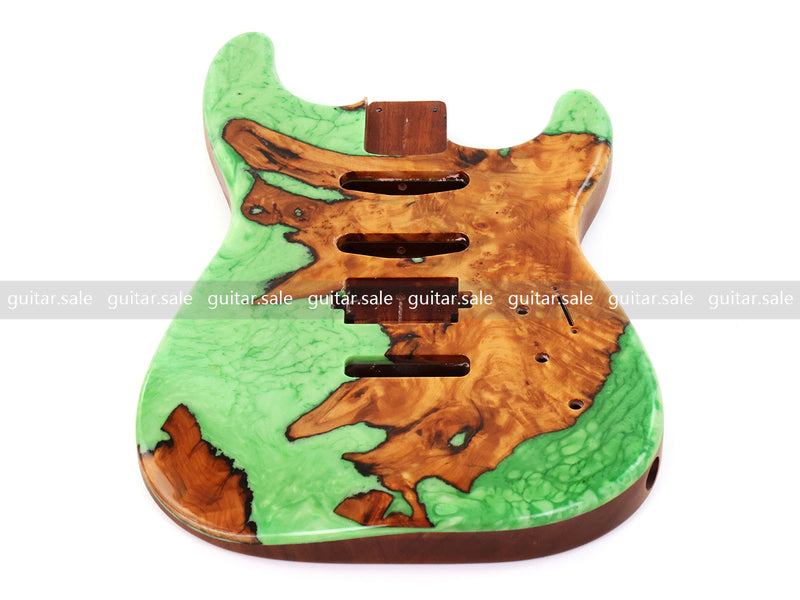 One-of-a-Kind Burl Wood Veneer Epoxy Resin ST Style Electric Guitar Body (SBE-027)