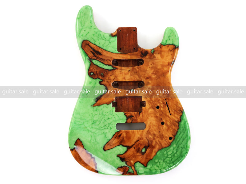 One-of-a-Kind Burl Wood Veneer Epoxy Resin ST Style Electric Guitar Body (SBE-027)