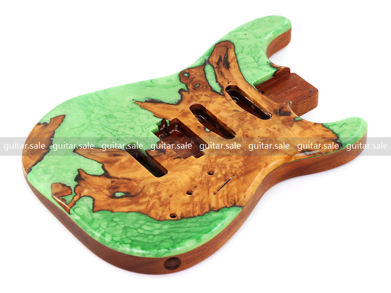 One-of-a-Kind Burl Wood Veneer Epoxy Resin ST Style Electric Guitar Body (SBE-027)