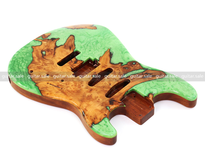 One-of-a-Kind Burl Wood Veneer Epoxy Resin ST Style Electric Guitar Body (SBE-027)