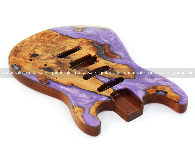 One-of-a-Kind Burl Wood Veneer Epoxy Resin ST Style Electric Guitar Body (SBE-029)