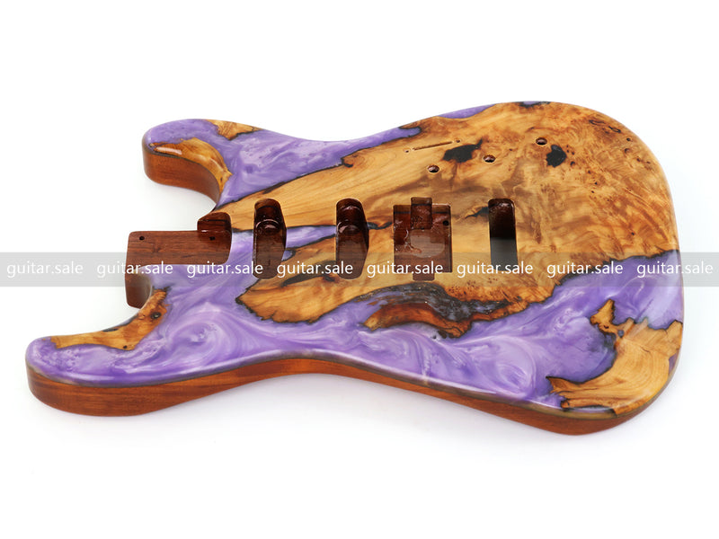 One-of-a-Kind Burl Wood Veneer Epoxy Resin ST Style Electric Guitar Body (SBE-029)