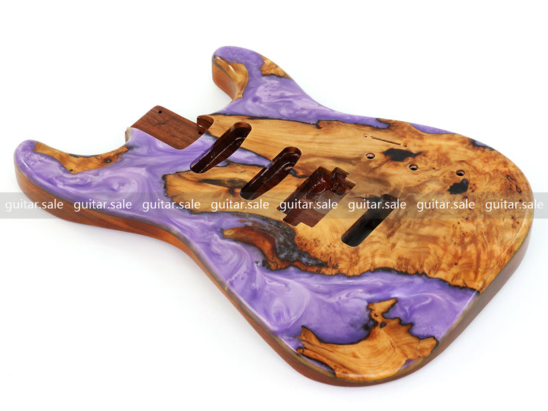 One-of-a-Kind Burl Wood Veneer Epoxy Resin ST Style Electric Guitar Body (SBE-029)