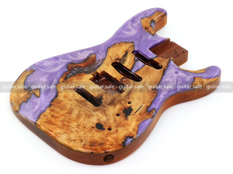 One-of-a-Kind Burl Wood Veneer Epoxy Resin ST Style Electric Guitar Body (SBE-029)