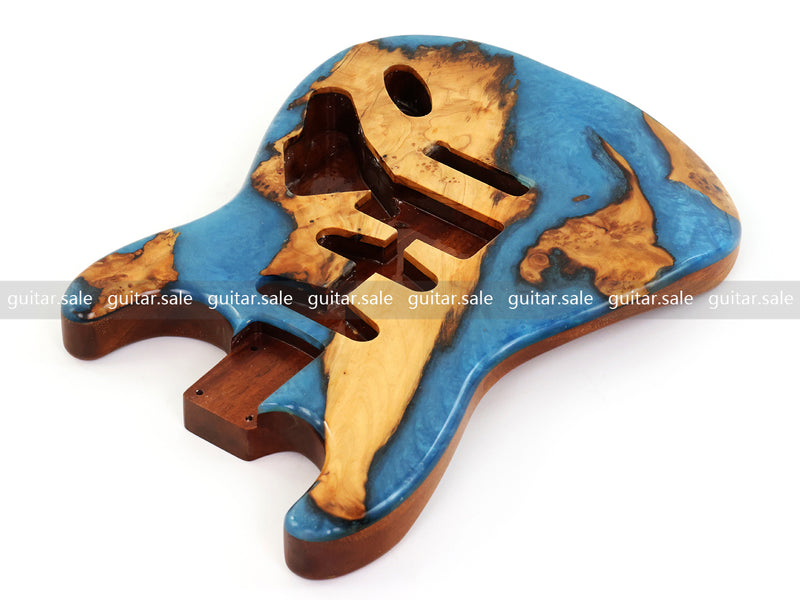 One-of-a-Kind Burl Wood Veneer Epoxy Resin ST Style Electric Guitar Body (SBE-030)