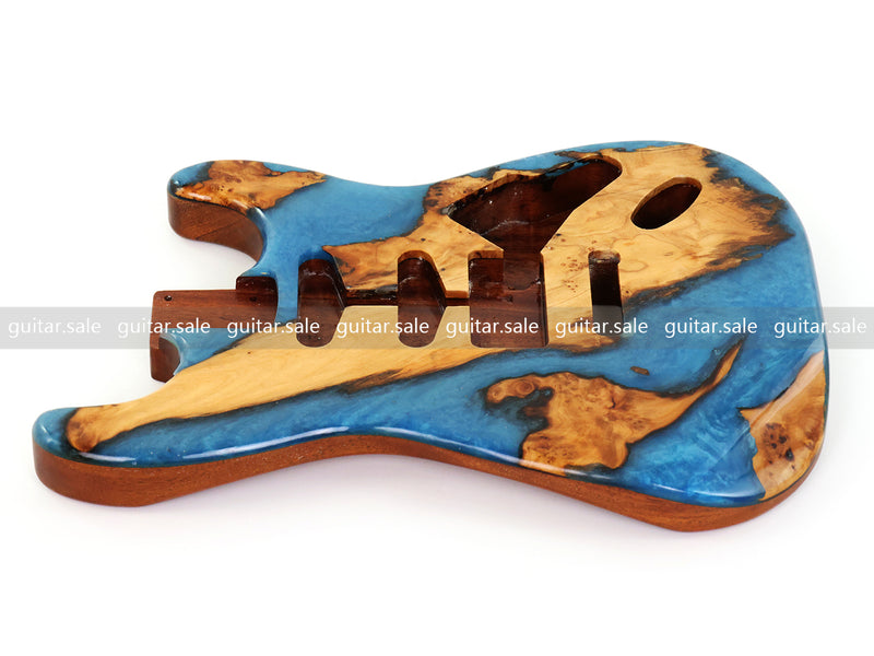 One-of-a-Kind Burl Wood Veneer Epoxy Resin ST Style Electric Guitar Body (SBE-030)