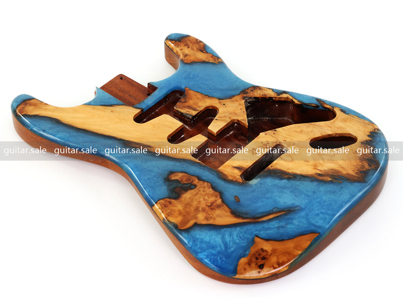One-of-a-Kind Burl Wood Veneer Epoxy Resin ST Style Electric Guitar Body (SBE-030)
