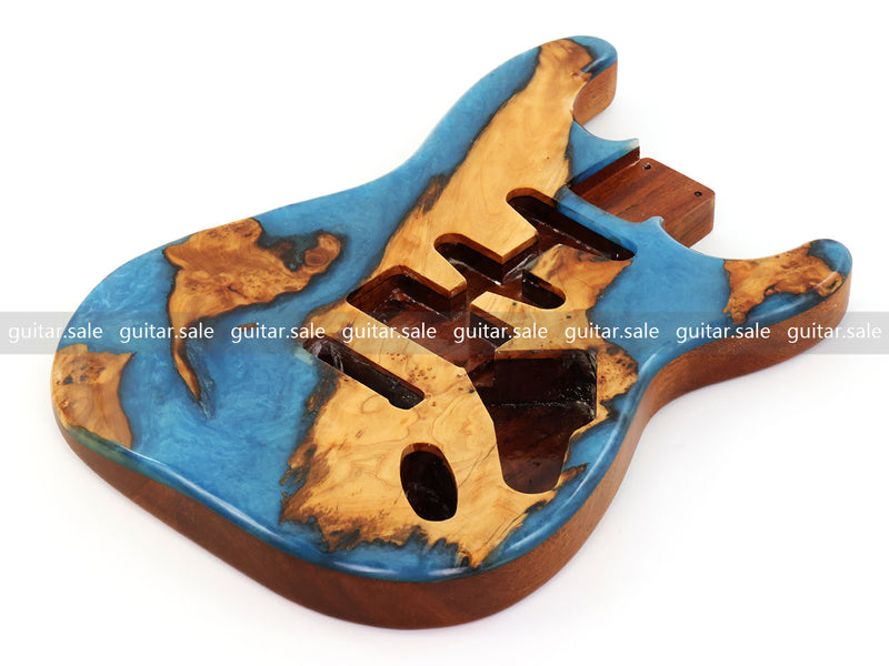 One-of-a-Kind Burl Wood Veneer Epoxy Resin ST Style Electric Guitar Body (SBE-030)