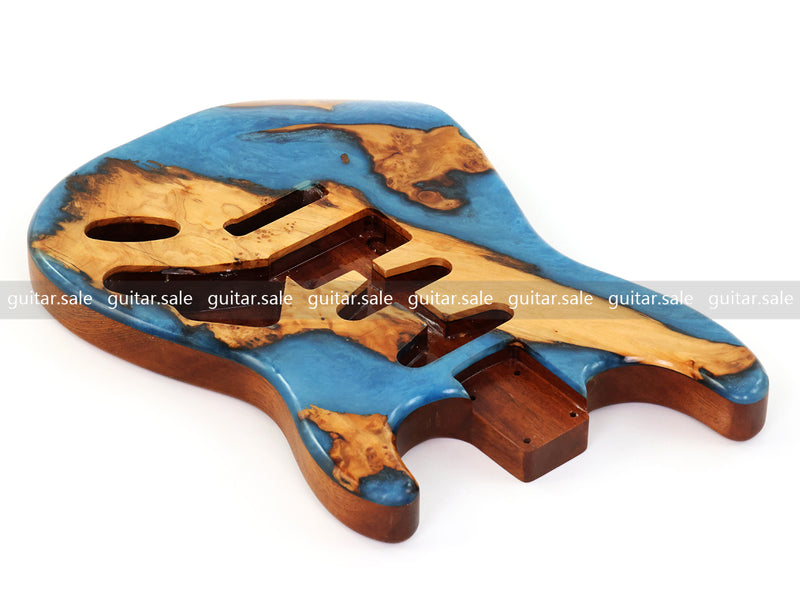 One-of-a-Kind Burl Wood Veneer Epoxy Resin ST Style Electric Guitar Body (SBE-030)