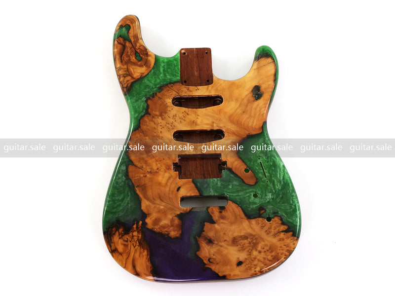 One-of-a-Kind Burl Wood Veneer Epoxy Resin ST Style Electric Guitar Body (SBE-031)