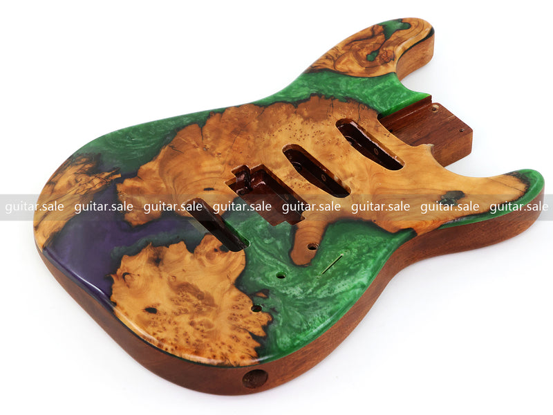 One-of-a-Kind Burl Wood Veneer Epoxy Resin ST Style Electric Guitar Body (SBE-031)