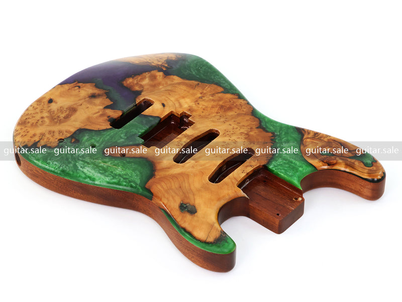 One-of-a-Kind Burl Wood Veneer Epoxy Resin ST Style Electric Guitar Body (SBE-031)