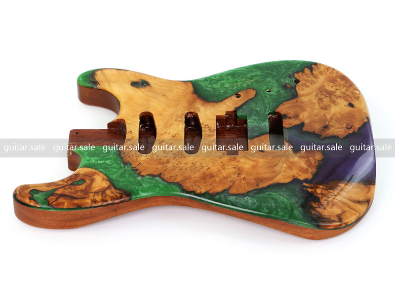 One-of-a-Kind Burl Wood Veneer Epoxy Resin ST Style Electric Guitar Body (SBE-031)