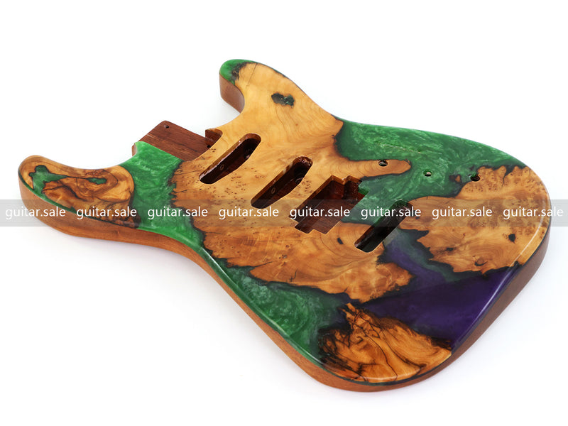 One-of-a-Kind Burl Wood Veneer Epoxy Resin ST Style Electric Guitar Body (SBE-031)