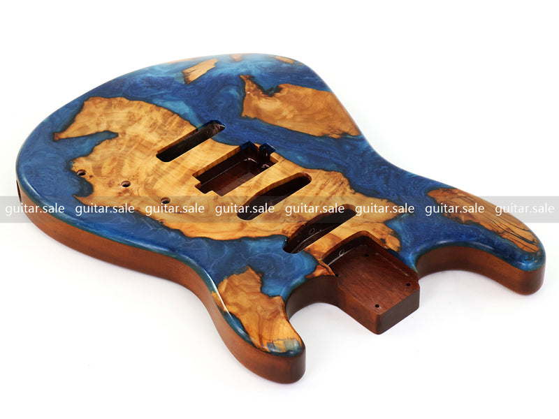 One-of-a-Kind Burl Wood Veneer Epoxy Resin ST Style Electric Guitar Body (SBE-032)