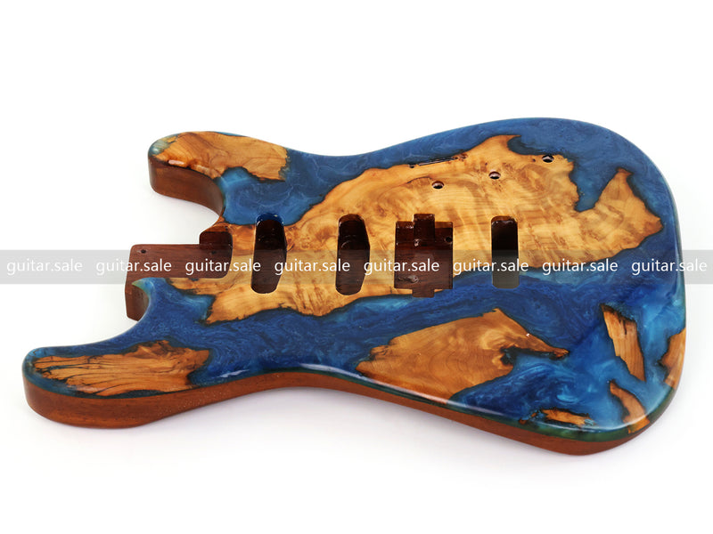 One-of-a-Kind Burl Wood Veneer Epoxy Resin ST Style Electric Guitar Body (SBE-032)
