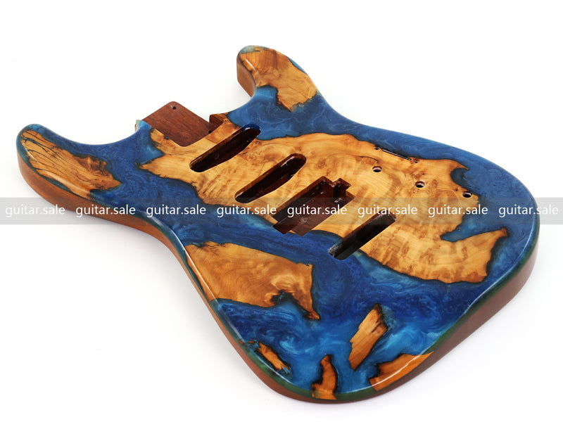 One-of-a-Kind Burl Wood Veneer Epoxy Resin ST Style Electric Guitar Body (SBE-032)