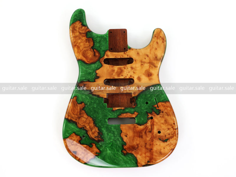 One-of-a-Kind Burl Wood Veneer Epoxy Resin ST Style Electric Guitar Body (SBE-033)
