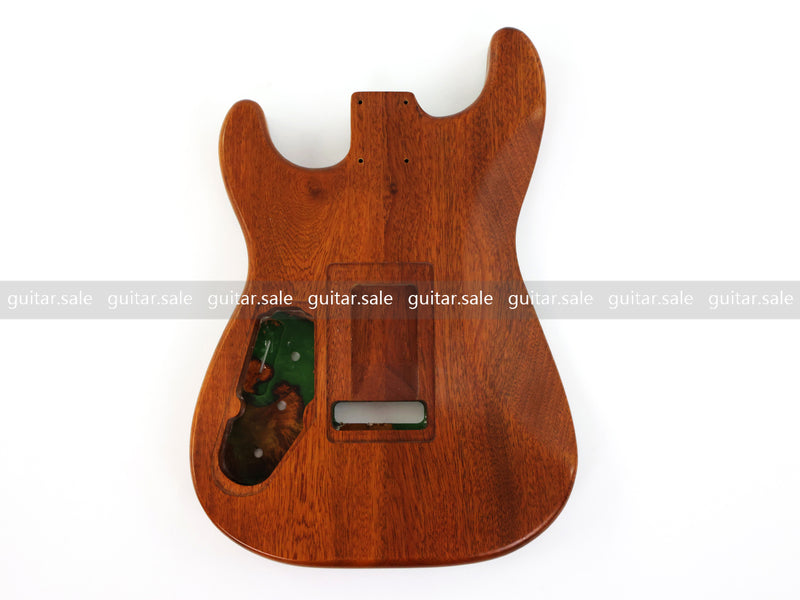 One-of-a-Kind Burl Wood Veneer Epoxy Resin ST Style Electric Guitar Body (SBE-033)