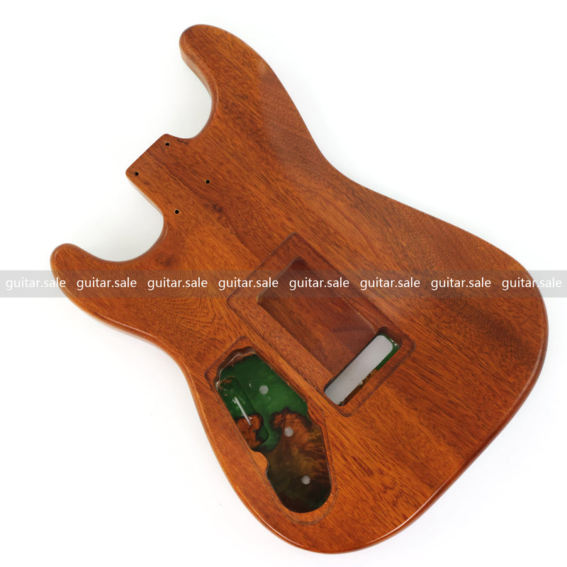 One-of-a-Kind Burl Wood Veneer Epoxy Resin ST Style Electric Guitar Body (SBE-033)