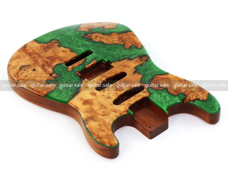 One-of-a-Kind Burl Wood Veneer Epoxy Resin ST Style Electric Guitar Body (SBE-033)