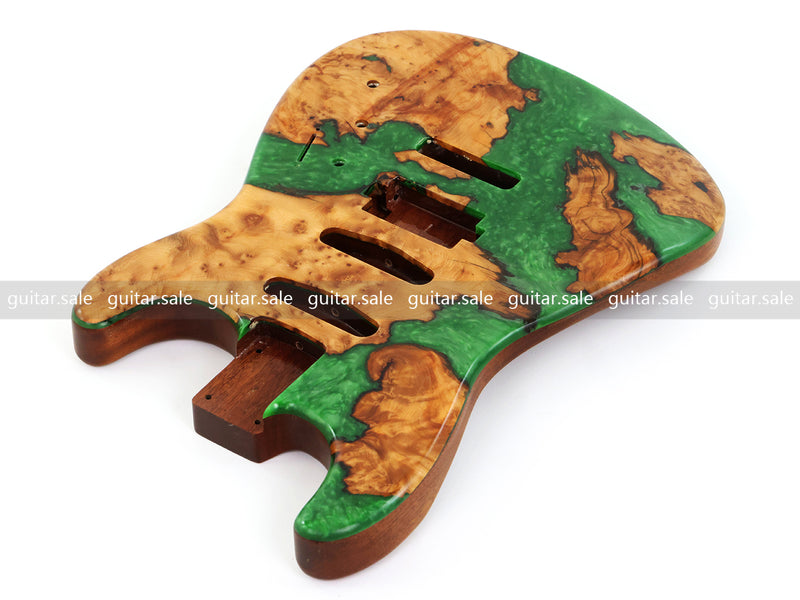 One-of-a-Kind Burl Wood Veneer Epoxy Resin ST Style Electric Guitar Body (SBE-033)