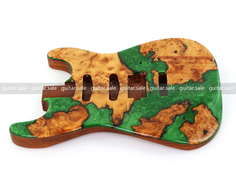 One-of-a-Kind Burl Wood Veneer Epoxy Resin ST Style Electric Guitar Body (SBE-033)